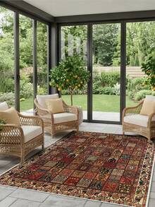 Digitally Printed Non-Slip Washable Runner And Area Rug Living Room Carpet, Modern Design | Modern, Scandinavian, Bohemian And Classic Styles | 100% Polyester - Red - View 5