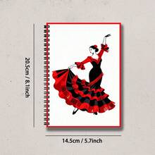 1pc Spanish Red Dress Style A5 Lined Notebook, Back To School, Student Learning Office Notes, Daily Home Notes, Portable Notebook - A5 lined - View 2