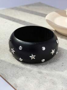 1pc Vintage Fashion Versatile Exaggerated Design Geometric Wide Wooden Bracelet For Women, Suitable For Daily Wear (Random Cut Pattern) - Multicolor - View 16