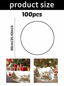 1/100Pcs Christmas Theme Christmas Tree Skirt, Christmas Snowman & Reindeer Theme, Round Base, Diameter 60/90CM Optional; Suitable For Winter Party And Home Holiday Decoration, Ideal Christmas Tree Decor. - Multicolor - View 13