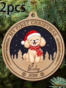Customized Pet Christmas Ornament, Personalized Cat Dog Name Round Tree Decor, Holiday Winter Vacation Style, Customized Name Pet Memorial Keepsake, Customizable Christmas Tree Ornament, Pet Lover Gift, Holiday Home Decor, Christmas Gift, Family - Style a - View 14