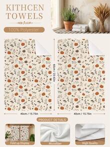 2 Stücke minimalistische Küchenhandtücher mit Ahornblatt- & Kürbismuster für den Herbst, weiche Polyester-Geschirrtücher, geeignet für Küchendekoration, Küchenreinigung, Feiertagsdekoration, Küchen- & Badezimmerbedarf, Haushaltsartikel, Wohndekoration, Einweihungsgeschenk - Verschiedenfarbig - Übersicht 4