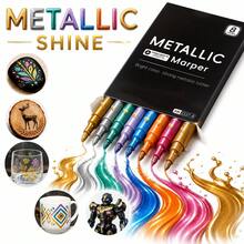 Hard Tip Metal Colorful Marker Set, Multi-Color Marking Pens, English Packaging, DIY Black Card Photo Album, Graffiti Markers, Clothing Marking Pens Waterproof And Washable - A - View 1