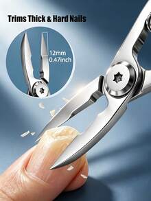 Long Straight Jaw Toenail Clippers, Stainless Steel Thick Hard Ingrown Nail Cutter, Non-Slip Handle Spring Loaded Pedicure Nail Tool - Black - View 3