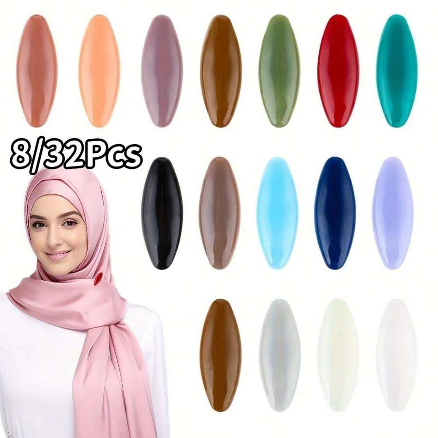8/32Pcs New Plastic Colorful Safety Pins, Scarf Clips, Shawl Buckles, Anti-Exposure Pins, Safety Pins, Plastic Scarf Buckles, Brooches, Shawl Buckles, Multi-Purpose Colorful Safety Pins