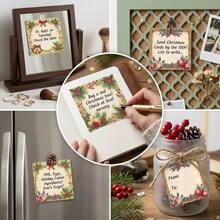 1/4pcs Vintage Christmas Border Sticky Notes Set, Self-Adhesive Strong No-Residue Memo Stickers, Aesthetic Holiday Holly & Pine Cone Pattern Stationery, Suitable For Junk Journal, Scrapbooking, Holiday Note-Taking And DIY Crafts Decoration - Square - View 3