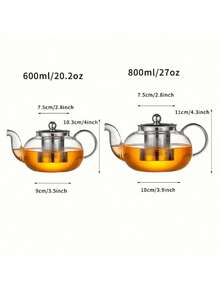 1 Piece 2026 New Glass Teapot, Afternoon Tea Pot, Tea Water Separation Pot, Household Water Heater, Flower Tea Pot, Gongfu Tea Set Accessories, Suitable For Home, Restaurant, Hotel, Office - Transparent - View 3