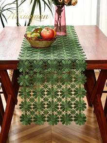 HXARTMIS 1PC Multicolor Daisy Hollow Crochet Lace Table Runner, Lightweight Floral Mesh Tablecloth, Long Vanity Table Decor, Suitable For Dining Table, Wedding, Tea Party, Kitchen And Home Decor - White - View 15