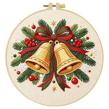Christmas Embroidery Kit, 1 Pack Cross Stitch Kit,DIY Embroidery Starter Kit For Adults & Beginners, DIY Needlepoint Kit With Embroidery Hoop Thread Needle For Craft Lover Birthday Christmas Gifts ,20*20cm/7.9*7.9in - Christmas Theme - View 12