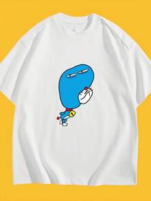Cartoon-Themed Creative Pattern Round-Neck Casual Short-Sleeve Summer T-Shirt For Men And Women Festival Outfit Damen - 白色 - 查看 1