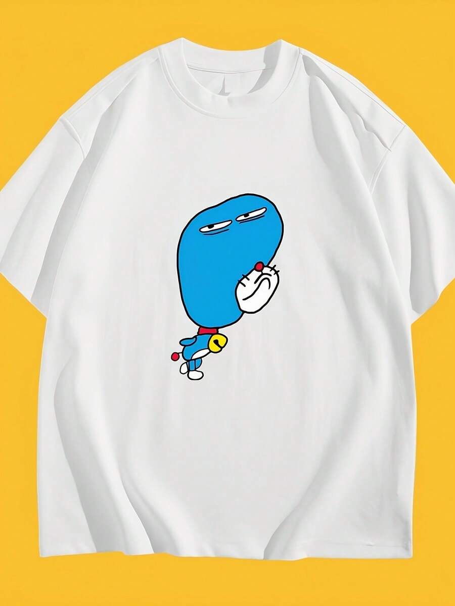 Cartoon-Themed Creative Pattern Round-Neck Casual Short-Sleeve Summer T-Shirt For Men And Women Festival Outfit Damen - 白色 - 查看 1
