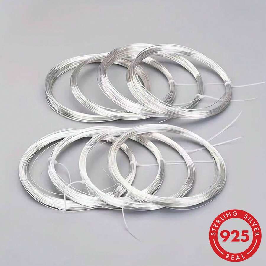 39.3inch/Pack 925 Sterling Silver Fine Wire, Handmade DIY Metal Wire For Bracelet, Ring, Necklace Making - Silver - View 1