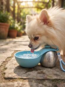 Customizable Portable Water Bottle For Pets, Can Customize Pet Photo And Name, 304 Stainless Steel Hook Spherical Design, Foldable Refillable Water Dispenser, Suitable For Hiking Camping, Portable Travel Small Water Bottle - Multicolor - View 5