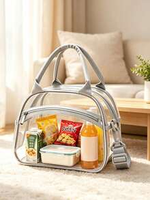 Portable Transparent Pvc Lunch Bag, Large Capacity Lunch Bag, For Office Workers And Students, Travel Storage Bag,Reusable Transparent Snack Storage Bag, Perfect For Outdoor Picnics, Camping And Travel - Multicolor - View 11