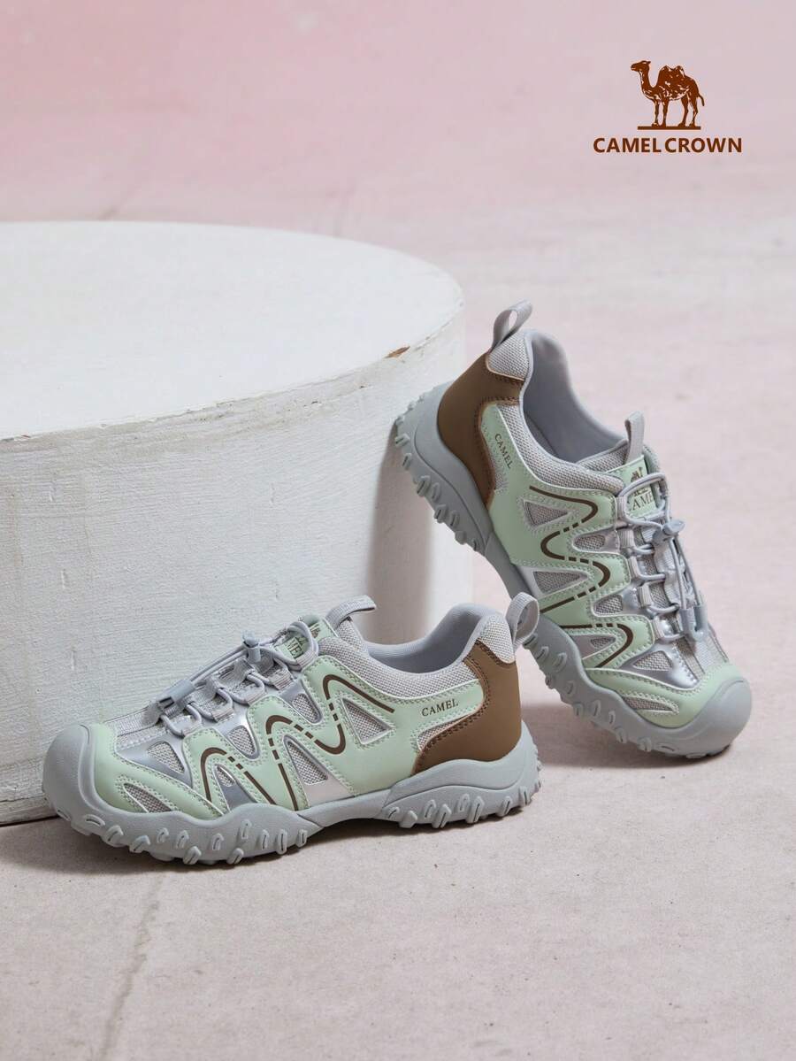 CAMEL CROWN 女款跑步鞋,秋季新款,防滑舒適休閒百搭慢跑運動鞋 - 灰/銀/綠 - 查看 1