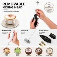 Portable Battery-Operated Milk Frother For Creating Rich And Creamy Froth, Featuring A Lightweight Plastic Handle And A Whisk Made Of 304 Stainless Steel. This Low-Noise Kitchen Gadget Is Perfect For Beverages, Coffee Enthusiasts, Camping Trips - Multicolor - View 4