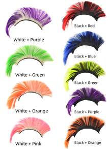 Punk Style Helmet Wig Only, No Helmet, Two‑Tone Spliced Synthetic Hair Decoration, Multi‑Colors, Cool Spiky Hairpiece For Motorcycle Helmet, Halloween, Party & Cosplay. - Multicolor - View 5