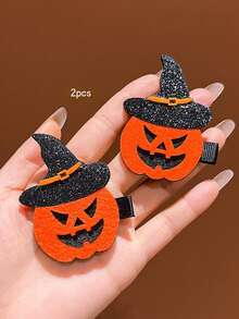 2pcs Halloween Pumpkin Hair Clips Suitable For Holiday Use Hair Accessories - Multicolor - View 8