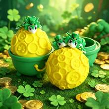 Cute 3D Printed Clover Dragon + Dragon Egg Model Set Plastic Toy Ornament Desktop Decor Sculpture Holiday Gift - Multicolor - View 8