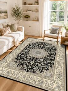 1 Pc Vintage Red Persian Area Rug, Traditional Oriental Geometric Floral Rug, Machine Washable Non Slip Low Pile Carpet For Living Room Bedroom Dining Room Entryway Office Farmhouse Home Decor - Multicolor - View 13