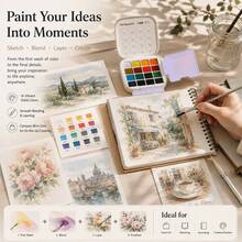Languo 16-Color Portable Watercolor Set, Solid Watercolor Paint Set With Built-In Palette And Brushes, Compact Travel Painting Kit, Suitable For Sketching, Journaling And Art Practice Art Supplies - Sets - View 7