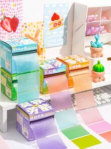 Gradient Pearl Color Expandable Sticky Notes, Reusable Strong Adhesive Colorful Marker Note Pads, School Supplies - one-size - View 1