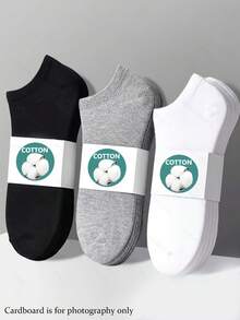 15/20 Pairs Unisex Pure Cotton Boat Socks, Low-Cut Breathable Solid Color Sweat-Absorbing Casual Sports Short Socks, Family Multi-Pack - Multicolor - View 5
