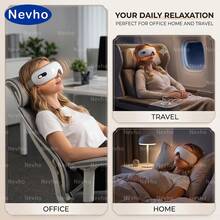 Nevho Foldable Electric Eye Massager, Portable Rechargeable Heated Eye Mask With Wireless Music, Soft Skin-Friendly Airbag Kneading Eye Care Device, Relaxation Gift For Home And Travel - View 6