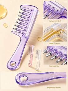 Hair Oil Applicator Comb, Scalp Massage Comb, Liquid Dispensing Hair Brush Tool, Essential Oil Applicator Brush, Smooth Hair Styling Comb, Travel Beauty Tool, Daily Hair Care Accessory - Multicolor - View 6