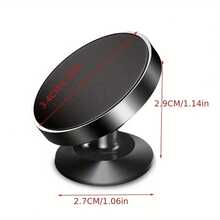 1pc Metal Round Mini Magnetic Phone Holder, Car Multi-Function Phone Navigation Mount, Car Dashboard Mount - Multicolor - View 6