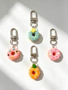 1pc Donut Keychain Pendant, Cute Small Resin Fruit Bag Charm, Student Backpack Decoration, Best Friend Gift - Multicolor - View 1