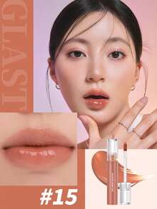 Rom&Nd Glasting Water Tint 15# Nudy Sundown 4g 1入，持久玻璃光澤不黏膩保濕唇釉，適合日常氛圍感妝容 - 15 赤橘日落 - 查看 1