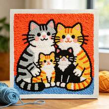 DIY Punch Needle Kit For Beginners – Includes Punch Needle, Yarn, Instructions, Square Hoop & Pre-Printed Fabric (Beautiful Animals). Creative Craft For Wall Decor Or Gifting. 2D Printed Punch Needle Starter Kit. 24x24cm (9.44x9.44in). - Beautiful Animals - View 4