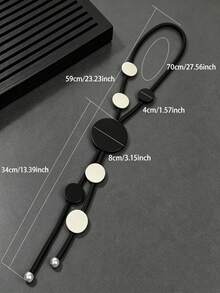 MARLIWOO 1pc Minimalist Bohemian Long Tassel Necklace Exaggerated Gothic Emo Party Jewelry - Black and White - View 5