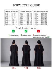 UNITHORSE Plus Size V-Neck Batwing Sleeve Chiffon Cocktail Dress With Front Embroidery And Beaded Decor Party - Black - View 7