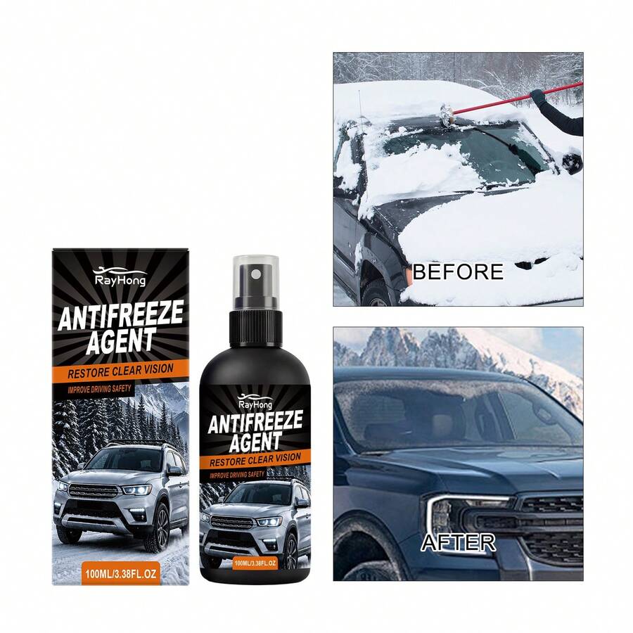 RayHong 防凍噴霧 100ML 汽車擋風玻璃除冰快速除霜 清晰視野 提升駕駛安全性 適用於汽車窗戶、後視鏡、車門鎖 冬季車輛保養產品 冬季禮物