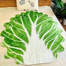 Fun Cabbage Shaped Flannel Blanket, Realistic Vegetable Pattern Throw Blanket For Home Sofa, Quirky Creative Gift - Multicolor - View 3