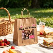 Customized Gift Bags, 18th Birthday Gift Bags, Made Of Thick Kraft Paper, Can Print Photos And Text, Suitable For Shopping, Christmas, Party, Wedding, School Events, Thanksgiving, Birthday And Other Occasions. - Camel - View 4
