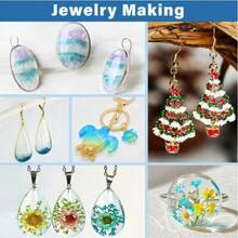 UV Resin With Lamp, Upgraded Crystal Clear Low-Odor UV Resin Kit, UV Lamp, Silicone Pad, Hard UV Epoxy Resin, Jewelry UV Resin Starter Kit, Craft Decoration (Includes 100g UV Resin, 1 UV Lamp, 2 Molds) - 白色 - 查看 4