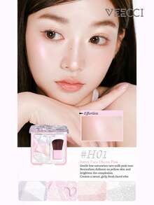 VEECCI Palet Highlighter Diamond, Halus & Berkilau, Efek Bercahaya Alami, Riasan Tahan Lama, Ciptakan Kontur 3D, Palet Multifungsi All-In-One, Cocok Untuk Pemula Makeup - #H01 Merah Muda Ceri - View 6