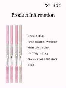 VEECCI Pensil Bibir Dua Ujung, Mendefinisikan Kontur Bibir, Tahan Air dan Tahan Lama, Tidak Pudar, Cocok Dipadukan dengan Lipstik untuk Bibir Penuh, 2-in-1: Pensil Bibir dan Kuas Bibir, Cocok untuk Pemula - #D04 Beras Cokelat - View 11