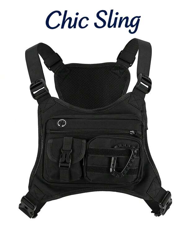 SHILAN Functional Tactical Chest Rig Bag, Multi‑Compartment Large Capacity Portable Storage Vest Pack For Outdoor Cycling Sports