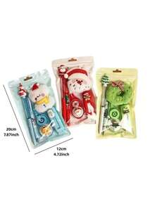 1 Set Christmas Themed Stationery Gift Set, Gel Pen Eraser Correction Tape Charm Pendant, School Office Reward Prizes For Children, Stocking Stuffer - Multicolor - View 7