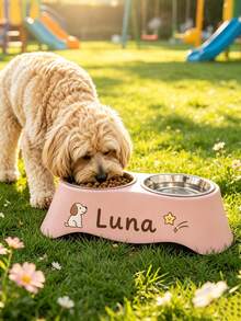 Personalized Pet Bowl, Customized Name Pet Bowl, Dual-Use For Feeding And Drinking, Neck Protection, Suitable For Cats, Dogs And Other Pets Feeding Utensils, Ideal Choice For Food And Water, Perfect Commemorative Gift For All Breeds - Multicolor - View 5