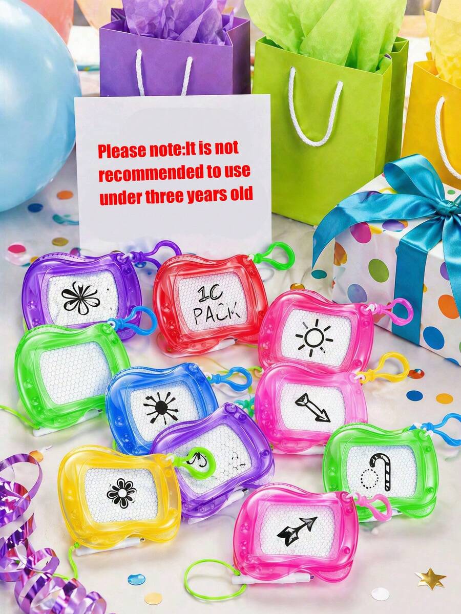 8pcs/Pack Mini Erasable Drawing Boards With Keychain Clips, Portable Whiteboards With Lanyards, Dust-Proof Sketch Pads With Keychains, Backpack Keychain Clips Drawing Boards, Travel Size, Party Favors, Small Gift Fillers, Classroom Rewards, Erasable Sketchbooks, Unisex, Birthday Party Gifts, Backpack Keychain Clips Sketchbooks, Birthday Party Gift Bags, Reward Party Gifts - Multicolor - View 1