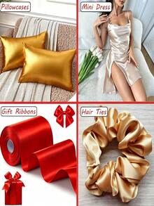 1PC DIY Sedding Cloth Suitable For Weddings And DIY Crafts - Smooth Shiny Polyester, Pre-Cut Design, Machine Washable, Available In White, Black, Red, Pink, Purple, Blue, Green, Available - White - View 8