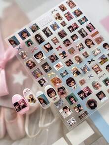 Doll Nail Art Stickers Vintage Aesthetic Niche Personalized Cartoon DIY Nail Decoration Decals - Multicolor - View 6