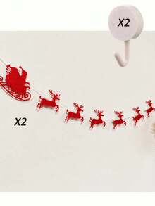 Christmas Santa Reindeer Banner, Felt Garland Bunting, Festive Hanging Decoration For Xmas Party Mantel - Multicolor - View 12