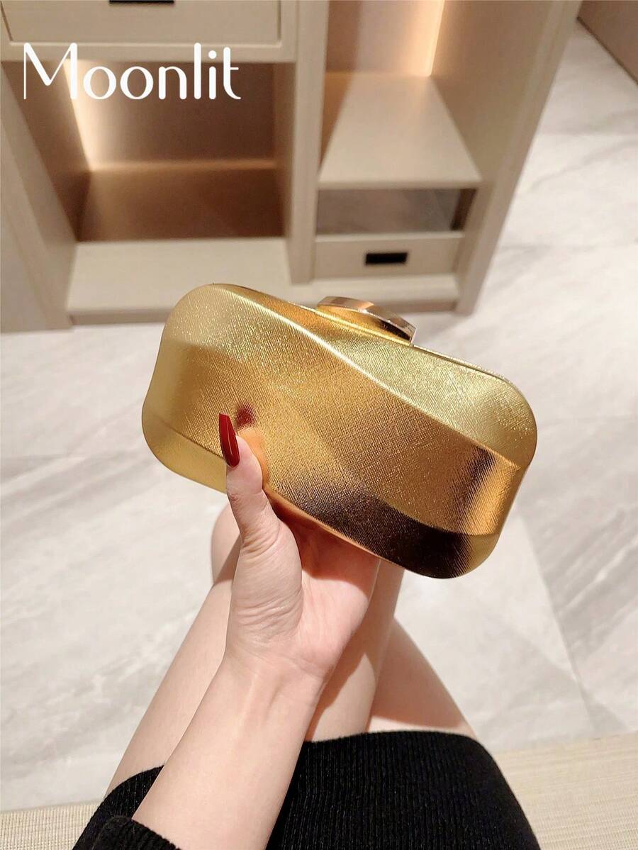 1pc Minimalist Asymmetrical Shape Box Design Clutch Bag, Suitable For Wedding, Formal Party, Prom, Evening Dress Event, Elegant,Bride