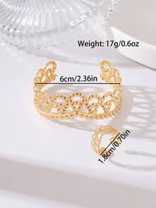 1 Set Fashionable Personalized Geometric Women's Bracelet & Ring Set - Yellow Gold - View 3